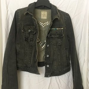 Free People Heart Studded Denim Jacket